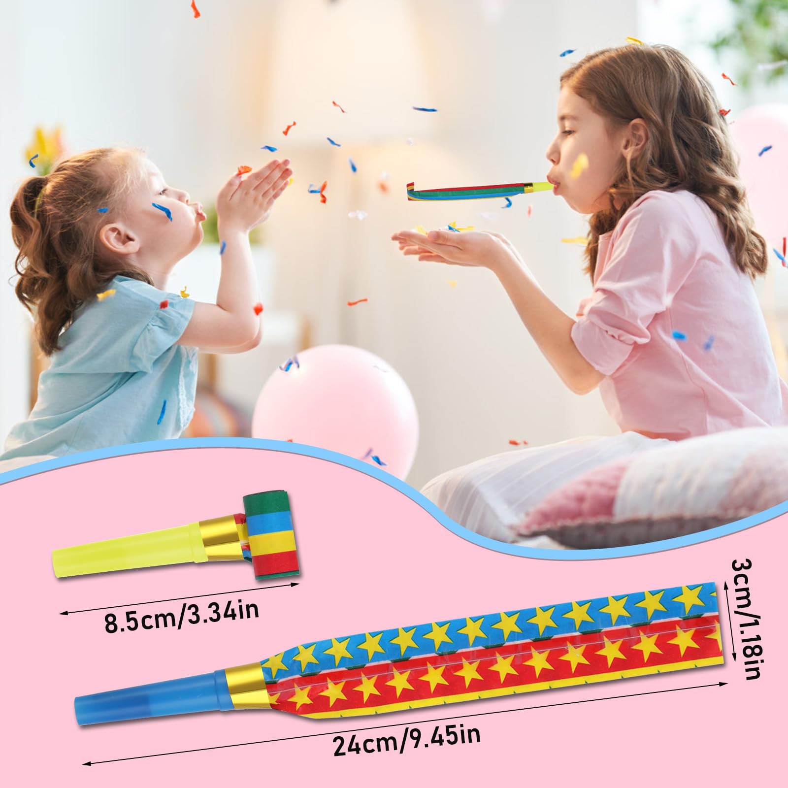 20 Pieces Party Blowers, Party Noise Makers Funny Party Blowouts, Colorful Birthday Blow Horns Whistles for New Years Birthday Sporting Events Graduation Wedding Party Supplies