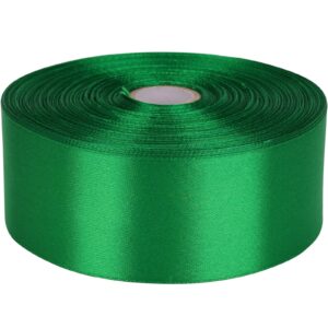 baocuan 1-1/2 inch green satin ribbon 50 yards solid fabric ribbons roll for wedding invitations, bridal bouquets, sewing, party decorations, gift wrapping and more