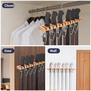 Belt Hanger Organizer for Closet, Ohuhu 2 in 1 Wall Mount Belt Rack for 27 Slots Storage and Organization, 360 Degree Rotating Belt Display Holder for Belt Tie Scarf Accessories