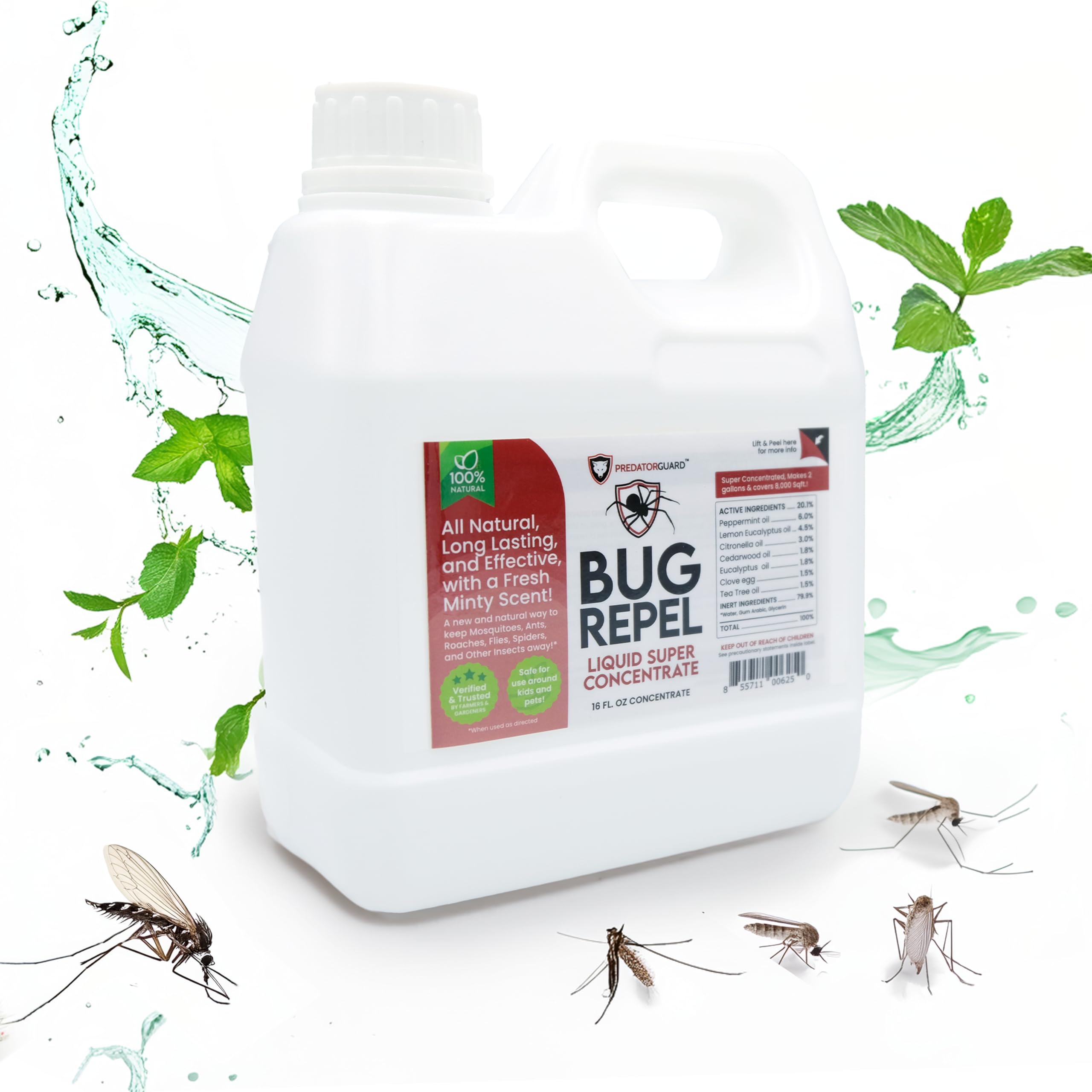 Predator Guard Bugs and Insect Repellent - Home Defense Pest Control Super Concentrate Liquid Lawn Spray for Spider, Mosquito, Ants and Roach Repellent Indoor and Outdoor Bug Spray - 16 oz