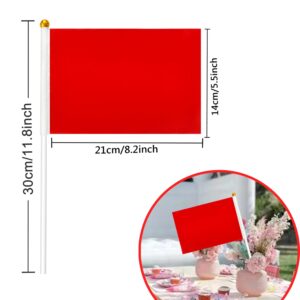 KERDA 25 Pack Solid Red Flags Small Mini Red DIY Graffiti Flags on Stick,Party Decorations for Grand Opening,Kids Birthday,Carnival,5x8 Inches