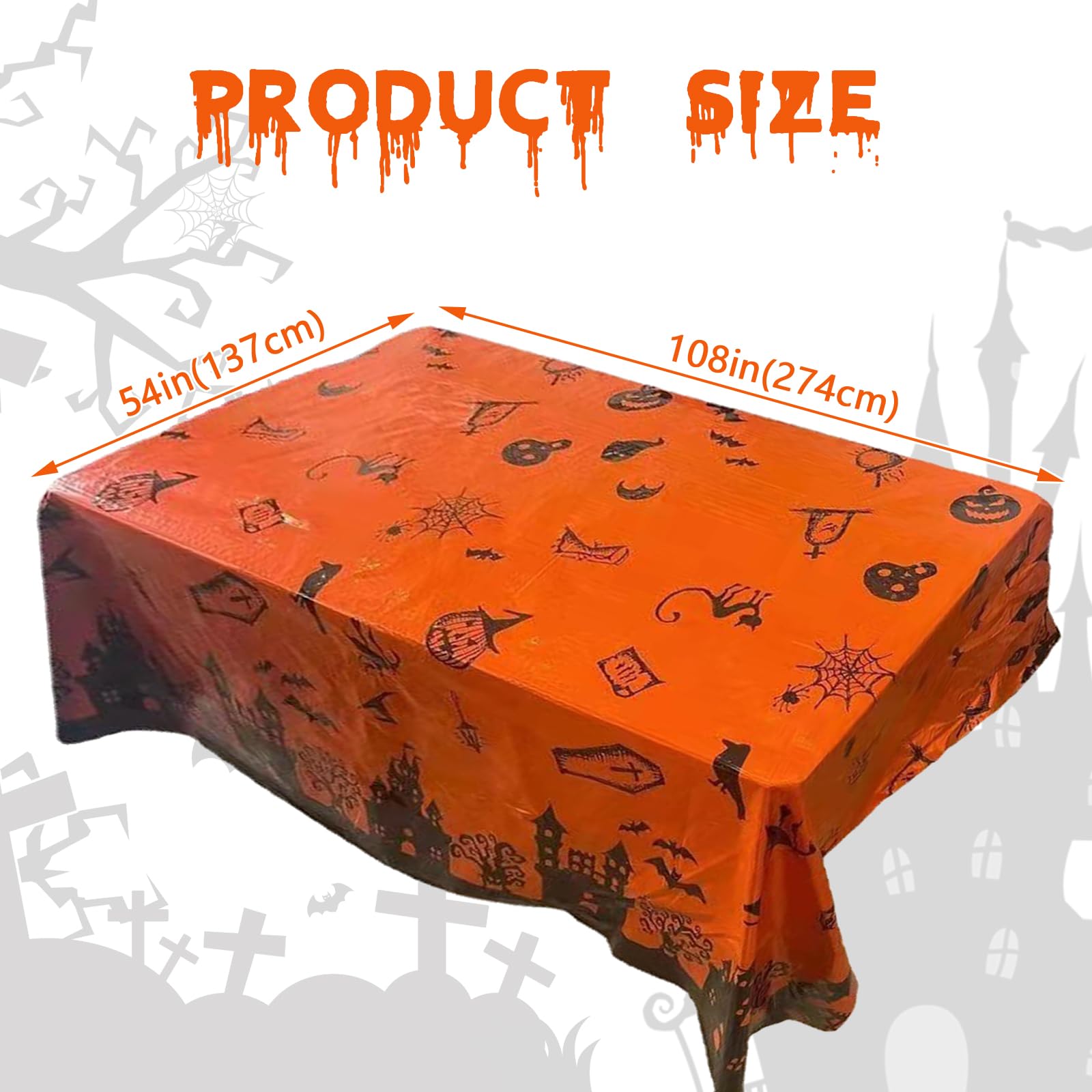 HOFASON 6 Pack Halloween Plastic Tablecloth, Halloween Table Cloth Disposable Rectangle Bats Table Decorations Indoor, 54''x108'' Halloween Table Covers for Halloween Party Outdoor Decor