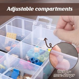 Anstore Storage Box with Compartments, Reinforced 3-Tier Clear Plastic Craft Storage Box with Lids, Practical Sorting Box for Crafts, Jewelry, Toy building blocks(Medium)