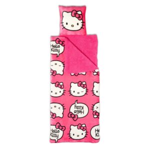 northwest hello kitty silk touch sherpa slumber bag, 27" x 56", pink pride