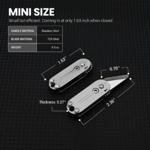 FUNBRO Small Pocket Knife for Men, Mini Folding Knives Box Cutter, Cool EDC Knife with Unique Design, Little Tiny Knives for Every Day Carry, Small Gift for Women Men