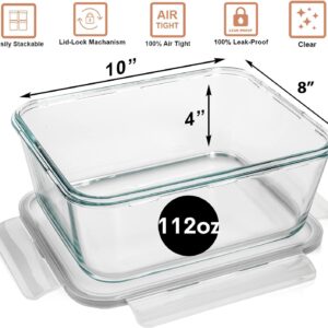 3300 ml/ 112 oz LARGE Glass Food Container with Locking Lid. Ideal for Storing food, vegetables or fruits. Baking Casserole, Lasagna, Baking Or Roasting chicken and lot of other tasty food. BPA Free