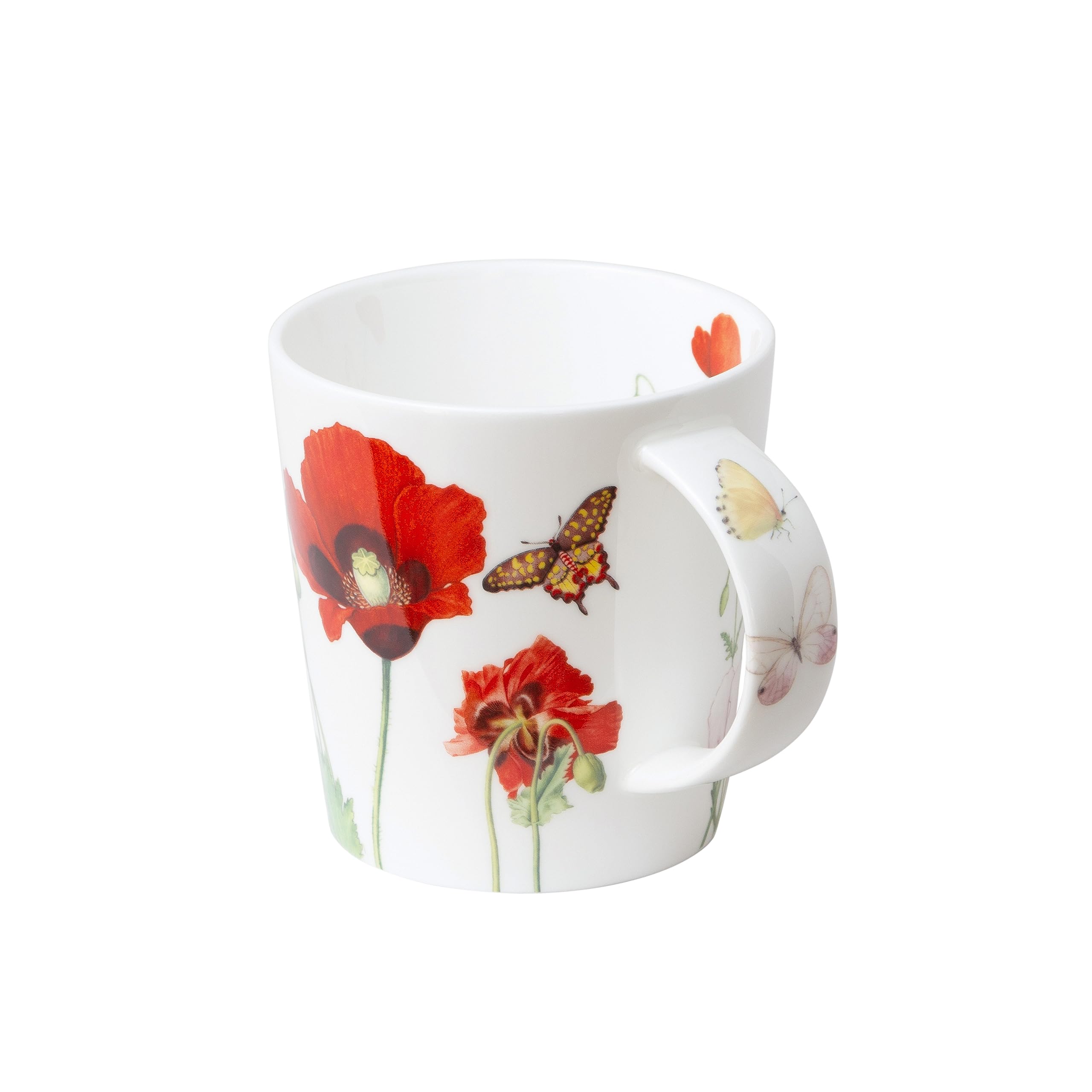 Grace Teaware Gift Boxed 16-Ounce Single Bone China Coffee Cup/Tea Mug (Poppy Butterfly)