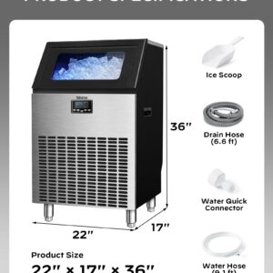 Silonn Commercial Ice Maker, Creates 200lbs in 24H, 48lbs Ice Storage Capacity, Stainless Steel Freestanding Ice Maker Machine with Auto Self-Cleaning for Home Office Bar Parties (SLIM13T)