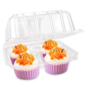 GothaBach 40 Pack 4-Compartment Clear Plastic Cupcake Boxes, 4-Cavity Cupcake Holders, Clear Cupcake Containers