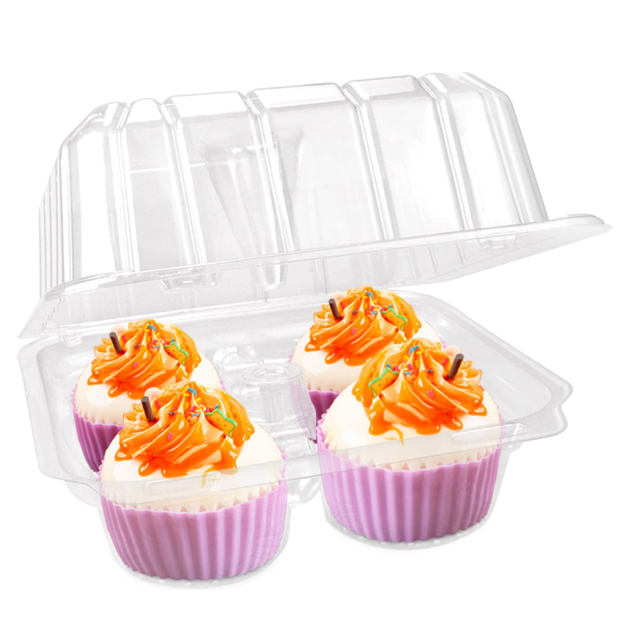 GothaBach 40 Pack 4-Compartment Clear Plastic Cupcake Boxes, 4-Cavity Cupcake Holders, Clear Cupcake Containers