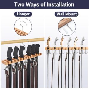 Belt Hanger Organizer for Closet, Ohuhu 2 in 1 Wall Mount Belt Rack for 27 Slots Storage and Organization, 360 Degree Rotating Belt Display Holder for Belt Tie Scarf Accessories