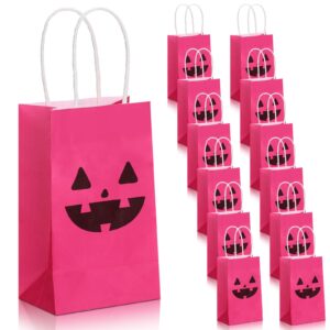 treela 24 pcs pink pumpkin gift paper bags pumpkin party favor bags vintage decor for welcome pumpkin goodie bags for birthday party halloween pumpkin party supplies halloween home decor