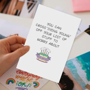 Zoytonky Funny Birthday Card for Men Women, Humorous Birthday Card for Friends, Old Age Birthday Cards for Him Her, Dying Young' off Your List of Stuff to Worry About