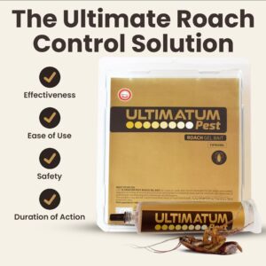 Ultimatum Pest Roach Gel Bait - 4-Pack Syringes for Indoor Infestation, Powerful Roach Killer Gel for Homes & Businesses, Combat Gel Bait for Cockroach Control, Efficient Roach and Ant Killer Indoors