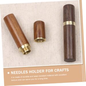 EXCEART 4Pcs Sandalwood Storage Box Wooden Needle Holder Crochet Hook Holder Yarn Needle Wooden Crafts Wood Crafts Sewing Needles Holder Needle case Sewing Tool Storage bin Mahogany