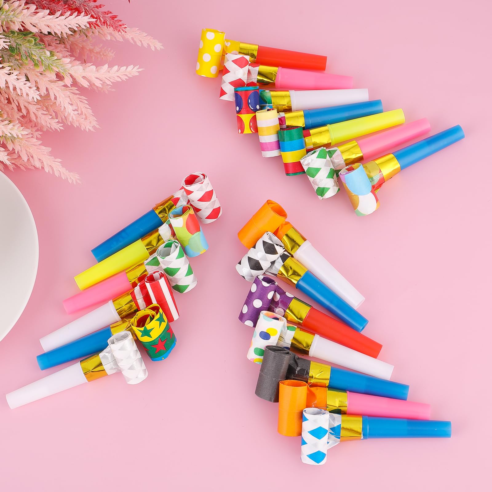 20 Pieces Party Blowers, Party Noise Makers Funny Party Blowouts, Colorful Birthday Blow Horns Whistles for New Years Birthday Sporting Events Graduation Wedding Party Supplies