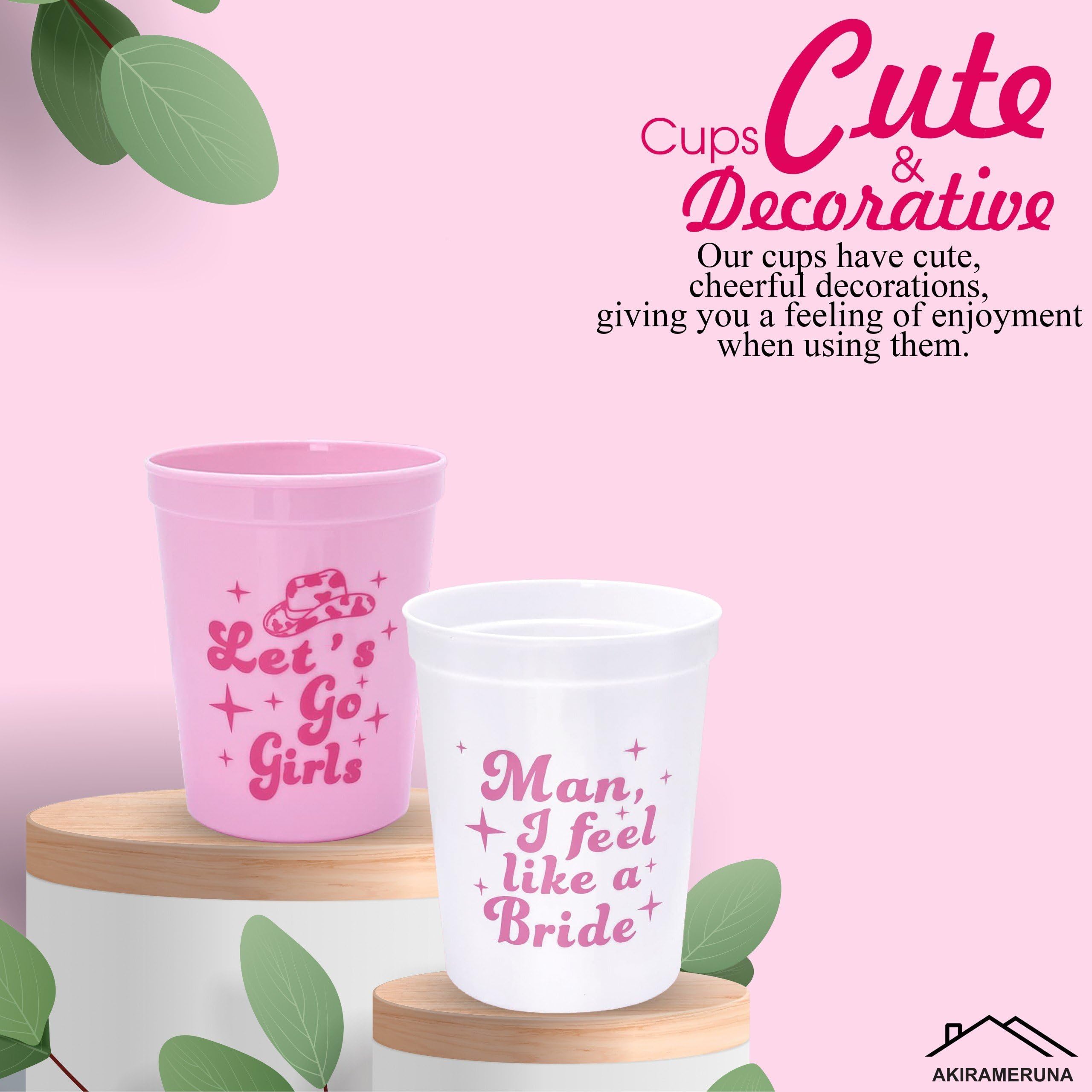 AKIRAMERUNA Bachelorette Party Cups 12 Pack Let's Go Girls Reusable Bachelorette Party Plastic Cups, Bridal Shower Party Supplies Wedding Engagement Party Supplies Favors Decorations 16oz