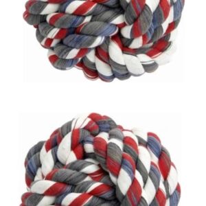 MPP Rope Dog Ball Toy 3.75 Inch Durable Dental Flossy Tough Chew Choose Quantity (4 Ball Toys)