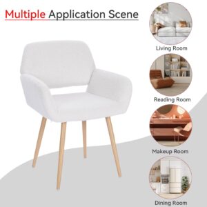 HomVent Faux Fur Home Desk Chair No Wheel Furry Makeup Vanity Chair Girls Desk Chair with Wood-Like Metal Legs Comfy Cute Leisure Arm Chair for Bedroom Living Room