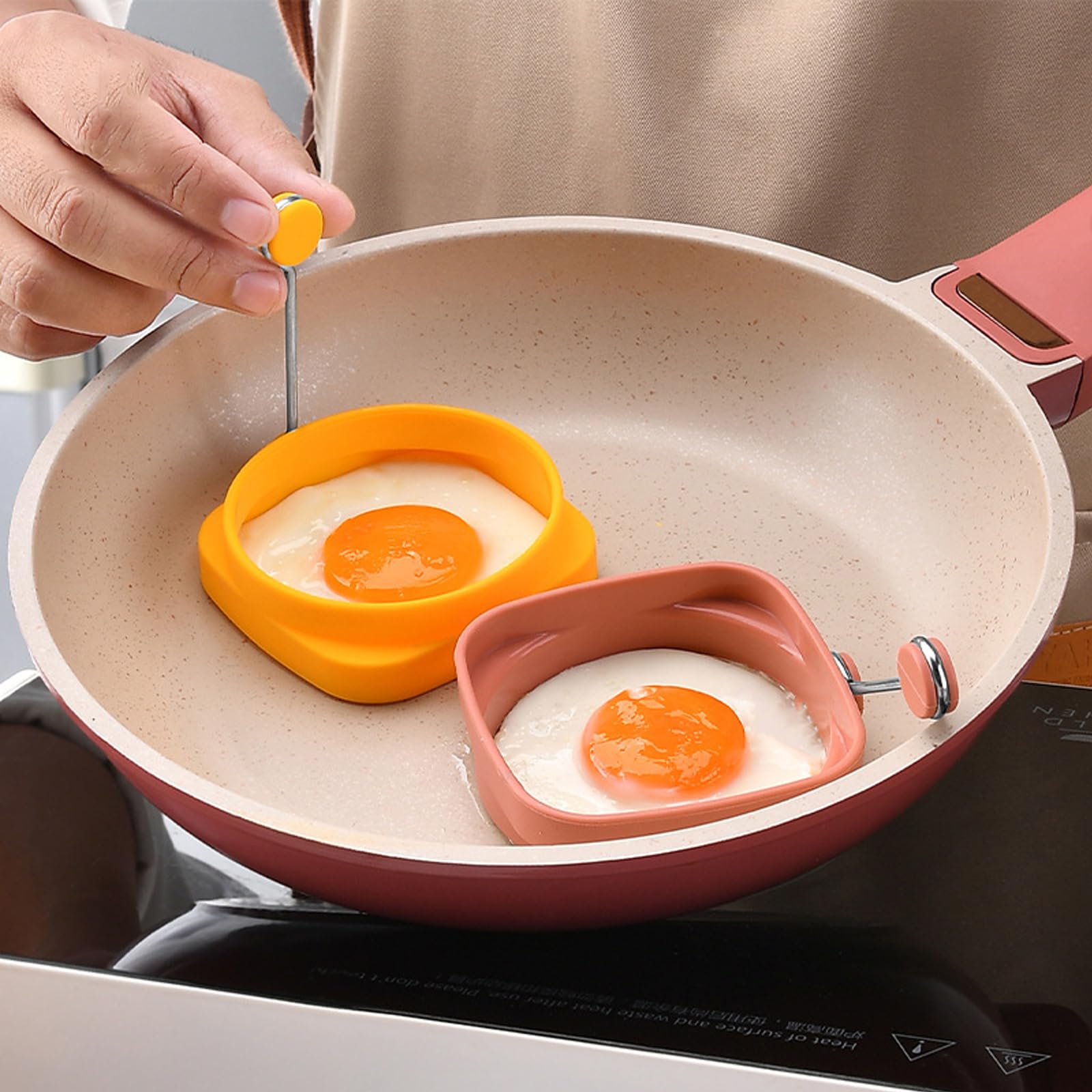 Egg rings, silicone fried egg rings, round egg cooker rings, double-sided fried egg rings for breakfast cooking, fried egg rings non-stick mold - 5 Pack