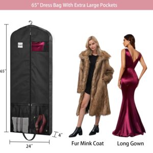 BH7STAR Dress Bags for Gowns Long, 65" Dress Garment Bags for Hanging Clothes, Dress Bags for Closet Storage and Traveling, Foldable Dress Cover