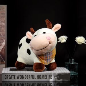 HPOSAN Lovely Creative Milk Cow Plush Pillow Toys Soft Stuffed Cartoon Animal Cattle Doll Bedroom Sleeping Pillow Cushion Gifts for Friends Kids