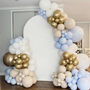 RUBFAC 110pcs Sand White Balloons Different Sizes 18 12 10 5 Inches for Garland Arch, Cream White Beige Latex Balloons for Birthday Party Graduation Wedding Anniversary Baby Shower Party Decoration