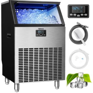 Silonn Commercial Ice Maker, Creates 200lbs in 24H, 48lbs Ice Storage Capacity, Stainless Steel Freestanding Ice Maker Machine with Auto Self-Cleaning for Home Office Bar Parties (SLIM13T)