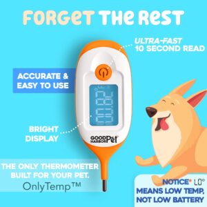 GoodHarborPet-OnlyTemp Ultra-Fast 10s Read, IP55 Water Resistant - Precision Rectal Thermometer for Pets