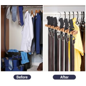 Belt Hanger Organizer for Closet, Ohuhu 2 in 1 Wall Mount Belt Rack for 27 Slots Storage and Organization, 360 Degree Rotating Belt Display Holder for Belt Tie Scarf Accessories