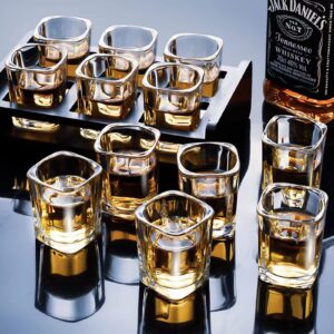 Hlukana 6 Pack Heavy Base Shot Glasses Set, 2.2 oz Clear Shot Glasses Bulk, Tequila Shot Glass, Square Shot Glass, Espresso Shot Glass for Vodka, Whiskey, Tequila, Espressos, Spirits & Liquors