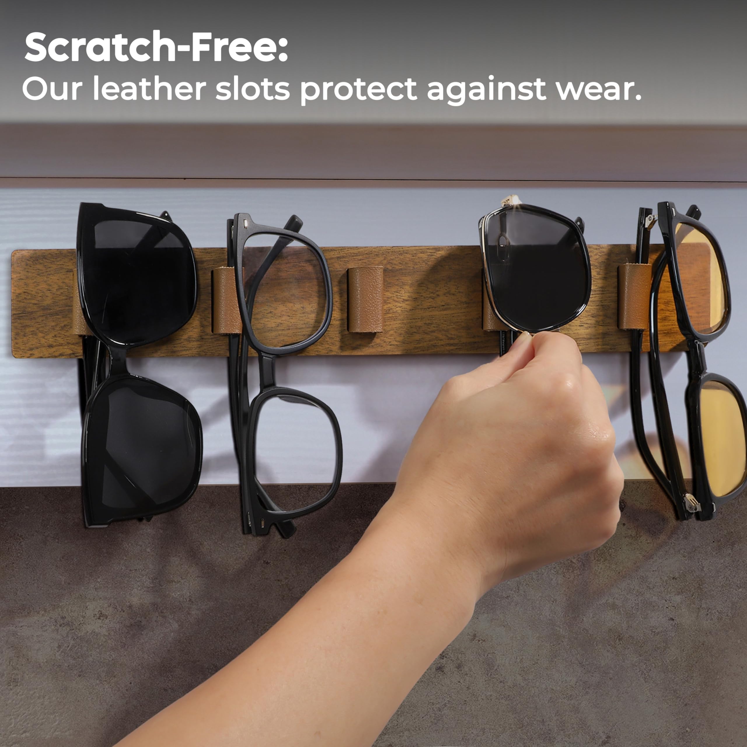 Spaceneat Sunglasses Holder for Wall - Keep Your Eyewear Safe - Sunglass Organizer Storage, Eyeglass Holder Stand, Sun Glasses Organizer Display Rack - Sunglass Holder for Multiple Glasses, 5 Slots