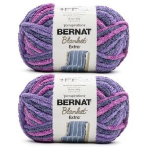 bernat blanket extra purple sunset yarn - 2 pack of 10.5oz/300g - polyester - #7 jumbo - 97 yards - knitting & crochet