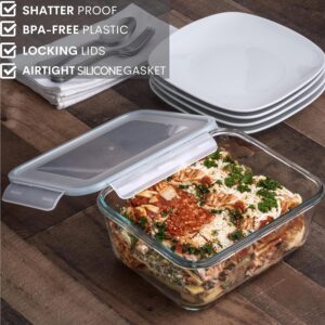 3300 ml/ 112 oz LARGE Glass Food Container with Locking Lid. Ideal for Storing food, vegetables or fruits. Baking Casserole, Lasagna, Baking Or Roasting chicken and lot of other tasty food. BPA Free