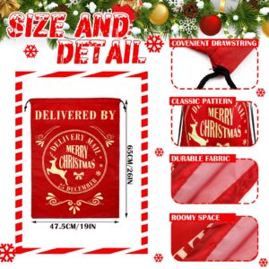 Abbylike 8 Pcs Large Christmas Santa Gift Bags, Jumbo Santa Sacks Christmas Drawstring Gift Bags Polyester Fabric Xmas Gift Sacks for Event Party Supplies Christmas Party Favors(26 x 19 Inch)