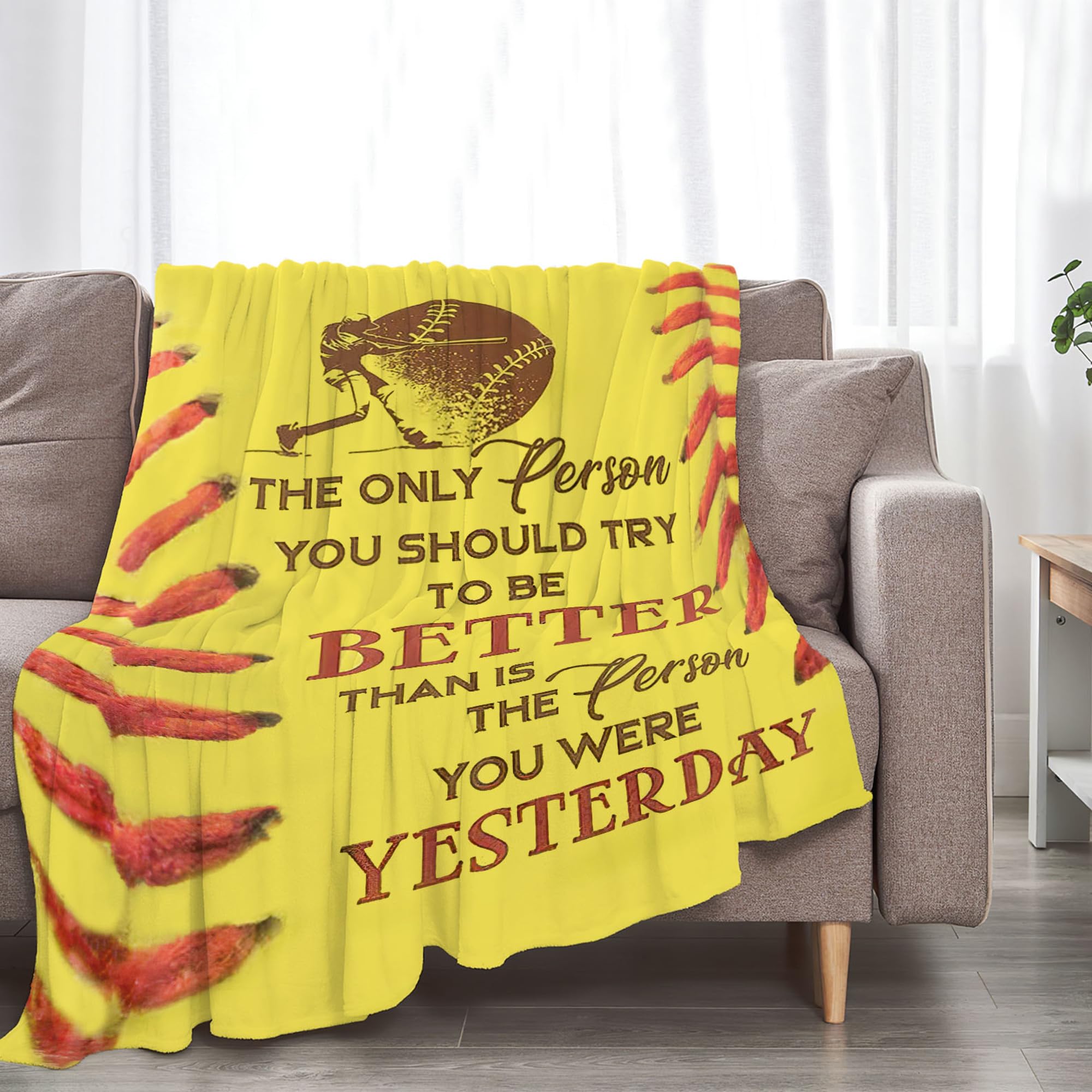 Baseball Blanket Baseball Gifts for Boys Men Motivational Baseball Throw Blanket for Couch Sofa Bed Soft Warm Flannel Fleece for Girls Kids Adults 40"x50"