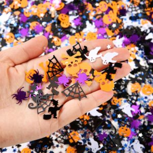 hsonaigee halloween confetti table decorations, 100g glitter confetti sprinkles bulk bat spider pumpkin sequins for crafts halloween party supplies