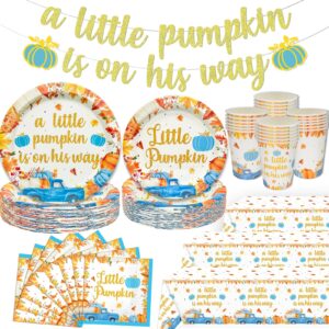 170pcs a little pumpkin is on his way baby shower party decorations little pumpkin baby shower decorations boy a little pumpkin is on the way baby shower boy blue pumpkin baby shower decorations