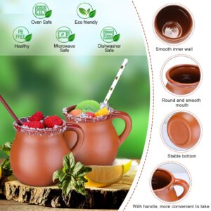 Gejoy Pack of 6 12 oz Cantaritos De Barro mexican clay mugs Clay Cups Artisan Made Coffee Mugs, Cocktail Glasses and Tea Cups for Tequila, Margaritas, Mojitos Cold Hot Drinks