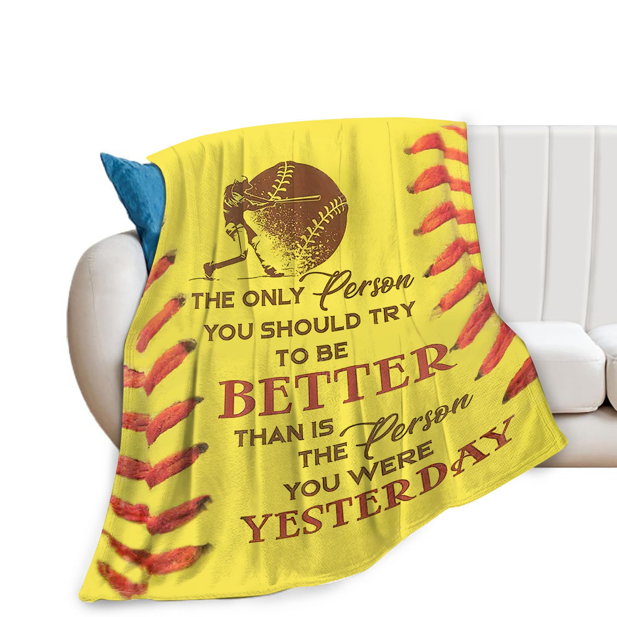 Baseball Blanket Baseball Gifts for Boys Men Motivational Baseball Throw Blanket for Couch Sofa Bed Soft Warm Flannel Fleece for Girls Kids Adults 40"x50"