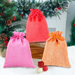 AseiTaku 10 Pcs 5x7 inch Colorful Burlap Gift Bags with Drawstring, Multi-Purpose for Gifts Wrapping, Wedding Party Favor, Jewelry Pouches, Holidays DIY Craft Bags