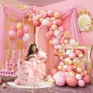 Fiesec Princess Baby Shower Decorations, A Little Princess Is On Her Way Baby Shower Backdrop Banner Balloon Tablecloth Cake Cupcake Topper Box Cutout Crown for Girls Baby Shower Gender Reveal