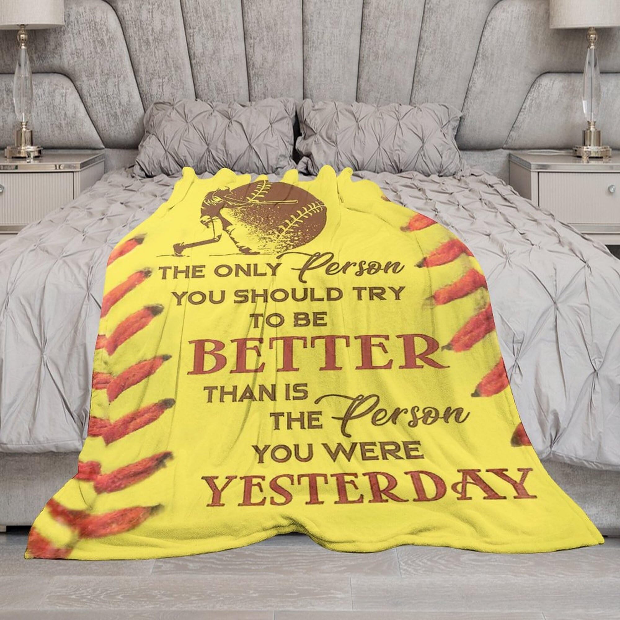 Baseball Blanket Baseball Gifts for Boys Men Motivational Baseball Throw Blanket for Couch Sofa Bed Soft Warm Flannel Fleece for Girls Kids Adults 40"x50"