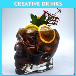 GXFCCYXT 2 Pieces Halloween Skull Glass Wine Glass -12oz/350ml Unique Cocktail Glasses Funny Clear Skull Cup for Cocktail Margarita Whiskey Juice Holiday Decorations Gifts Or Themed Party