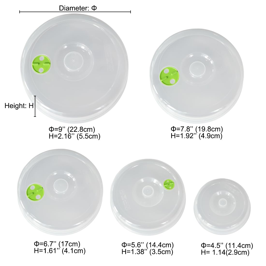 Bealuffe Microwave Covers for Food 5 PCS Microwave Splatter Lid Cover Dish Cover Plate Splatter Shield for Microwave Oven