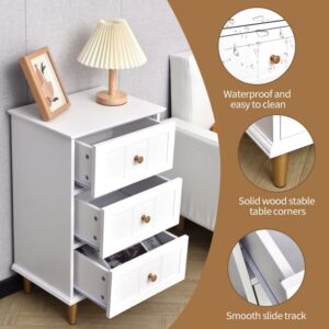 Ceredeme Nightstand with 3 Drawers, Wooden Side Table Bedroom Storage Cabinet, Simple and Exquisite Furniture in Small Space