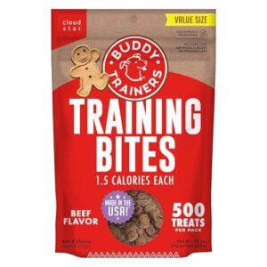 buddy biscuits trainers training bites soft & chewy dog treats, beef, 10 oz. pouch