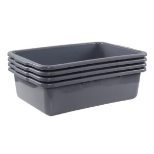 yesdate 4-pack 32 l large bus tubs, commercial tote box, plastic bus box, grey