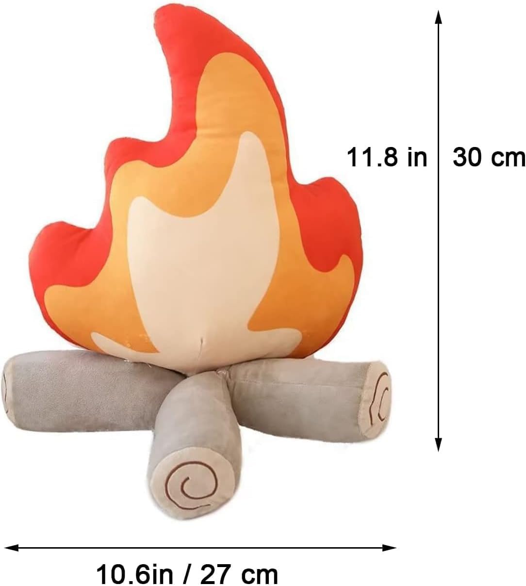 Hgplvxj Simulation Campfire Plush Pillow, Flame Stuffed Plush Toy Room Decoration Birthday Xmas Gift for Kids (11.8Inch)