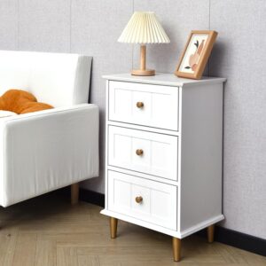 Ceredeme Nightstand with 3 Drawers, Wooden Side Table Bedroom Storage Cabinet, Simple and Exquisite Furniture in Small Space